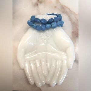 2 blue howlite bracelets